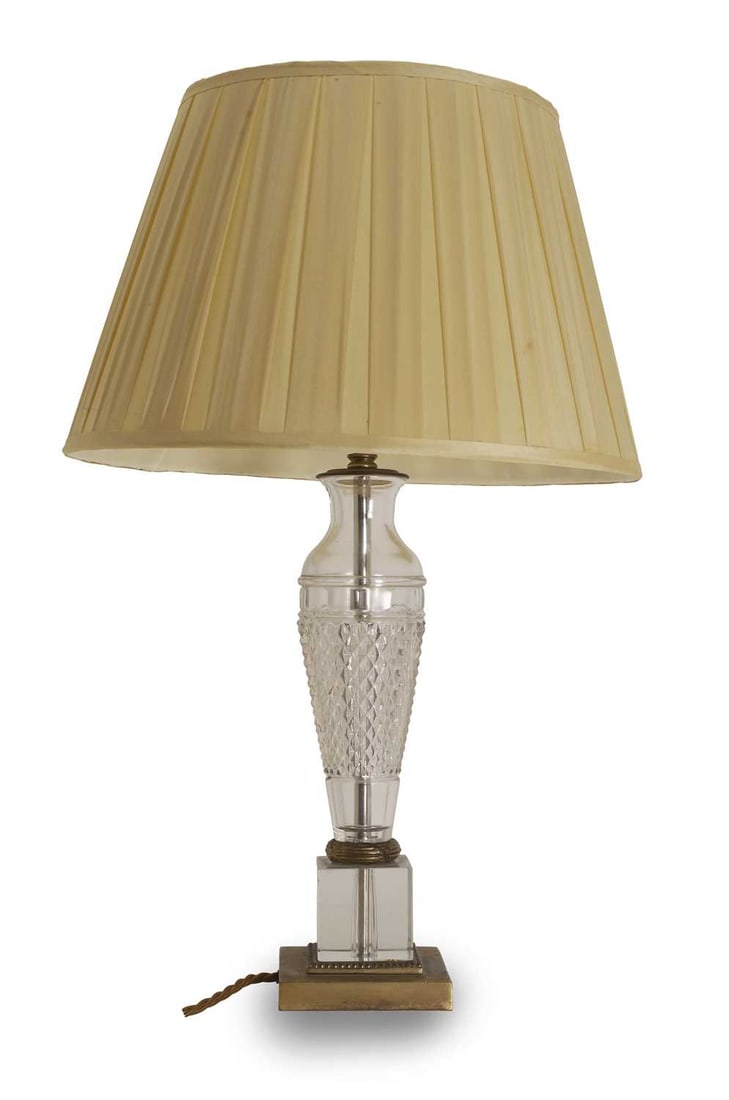 A cut glass and brass lamp, early 20th century, (1 of 1)