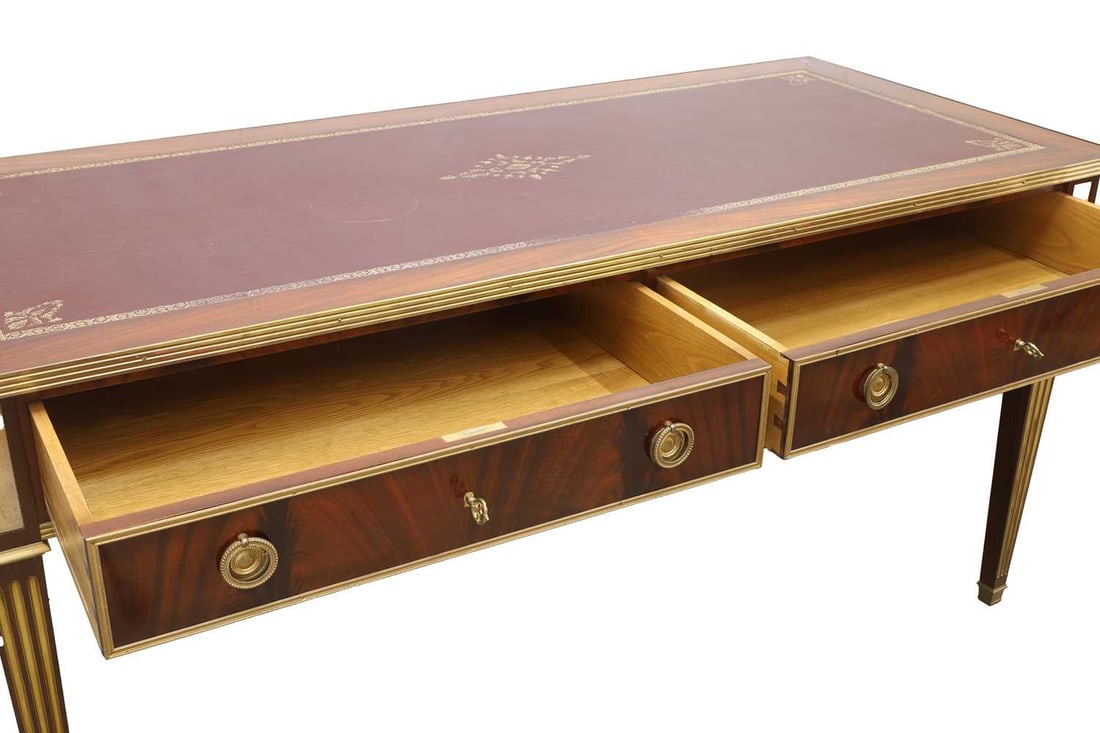 A Louis XVI-style mahogany and gilt-brass bureau plat, early 20th century, French, - 2