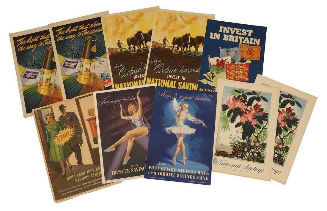 Ten WWII National Savings and Post Office Savings Bank posters, (1 of 1)