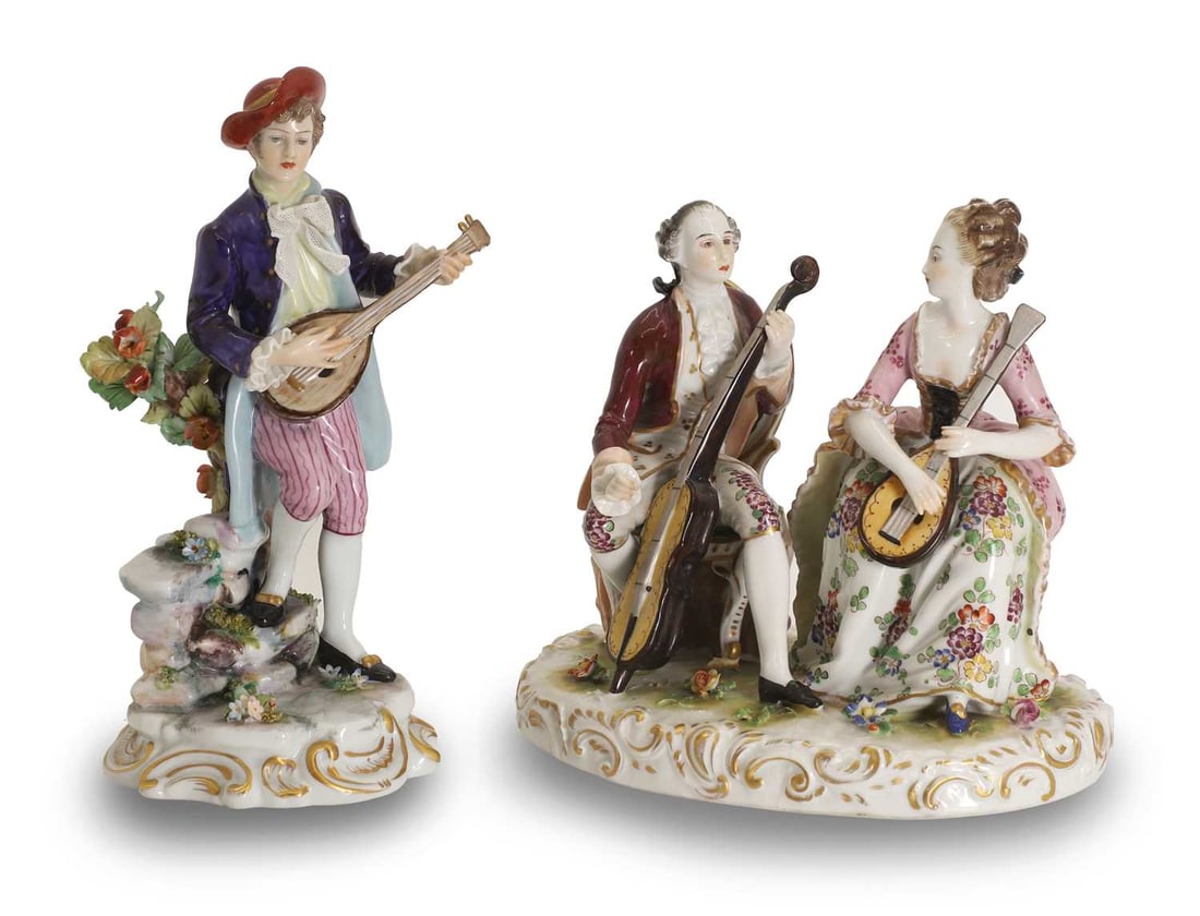A figural porcelain couple, 19th century, (1 of 2)