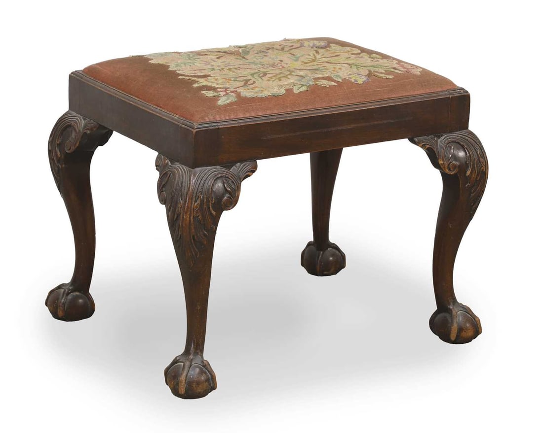 A George II style mahogany stool, 19th century, (1 of 2)