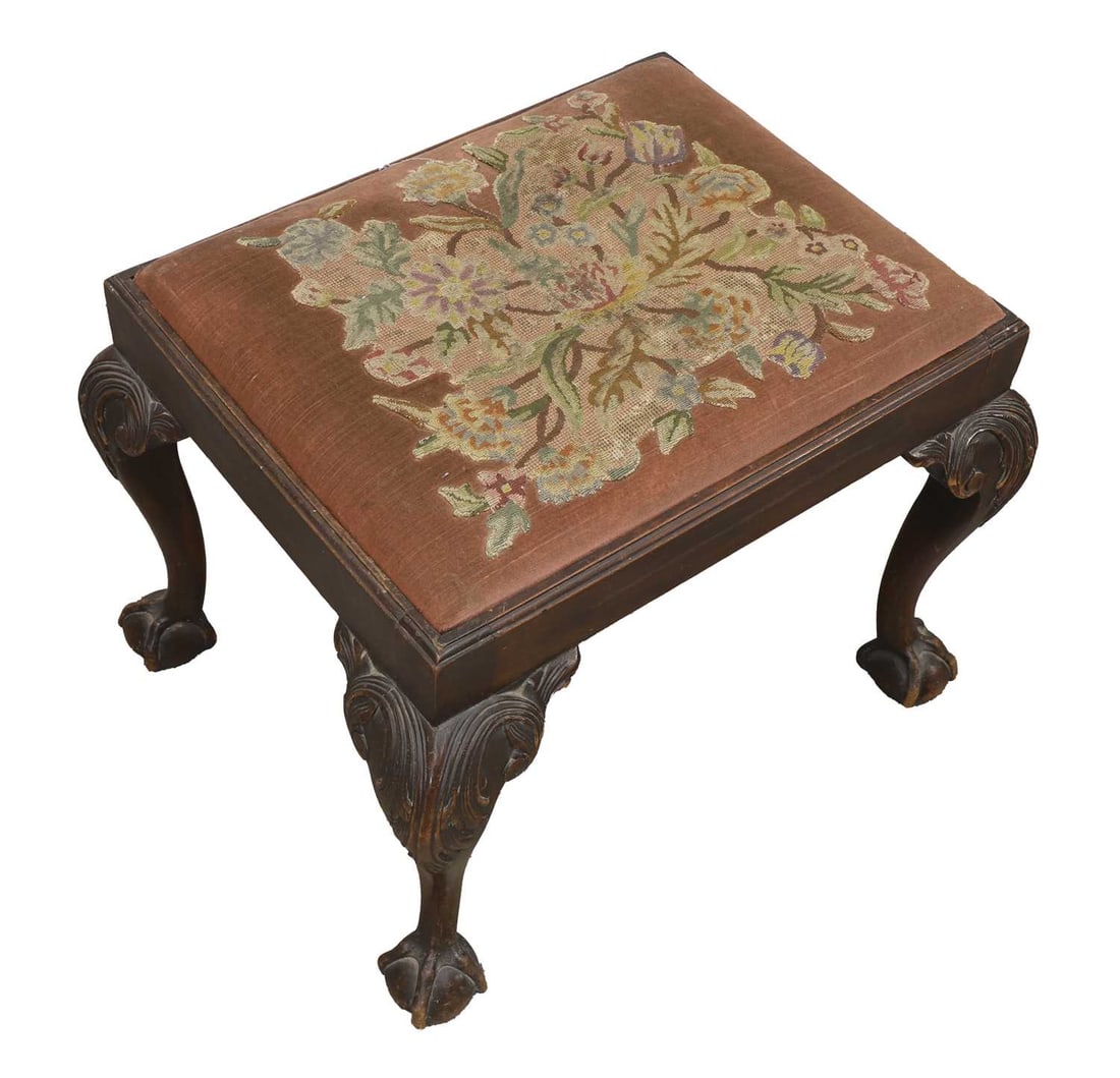 A George II style mahogany stool, 19th century, - 2