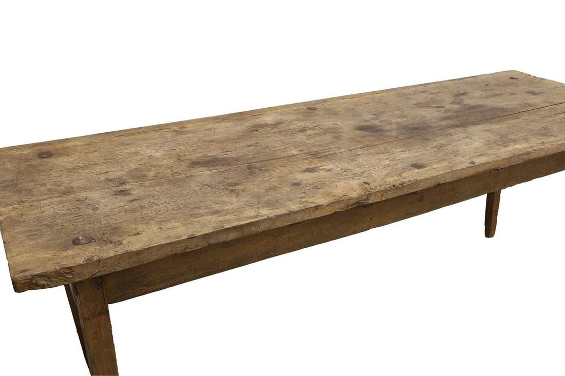 An elm farmhouse table, 19th century, possibly French, - 2