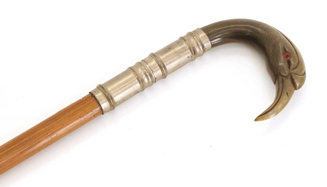 A Victorian horn-mounted sword stick cane, - 2