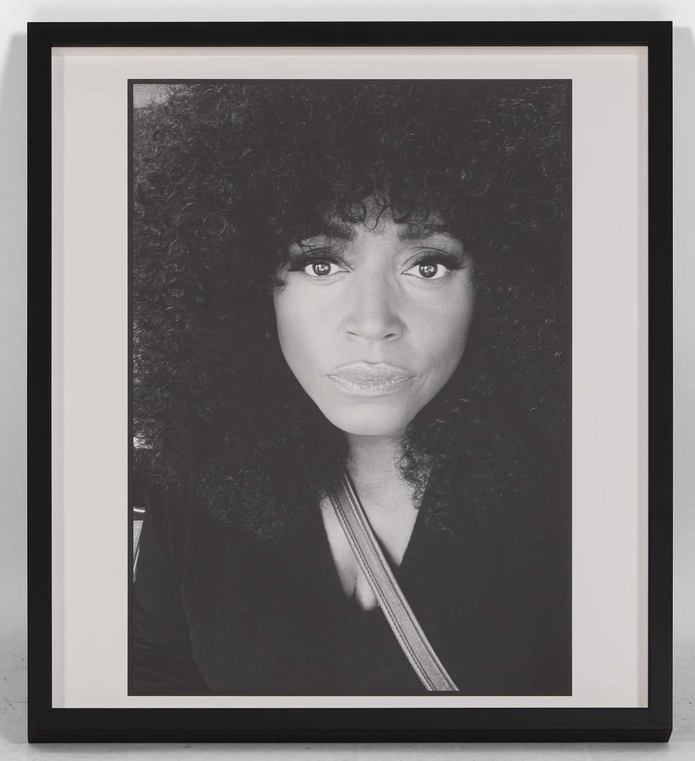 Mica Paris (British, b.1969) 'Mica Paris in Black and White': Mica Paris (British, b.1969) 'Mica Paris in Black and White' a unique photographic print 55 x 37cm; framed 53.5 x 64cm Footnote: This work is being sold on behalf of Mental Aid. No buyer's
