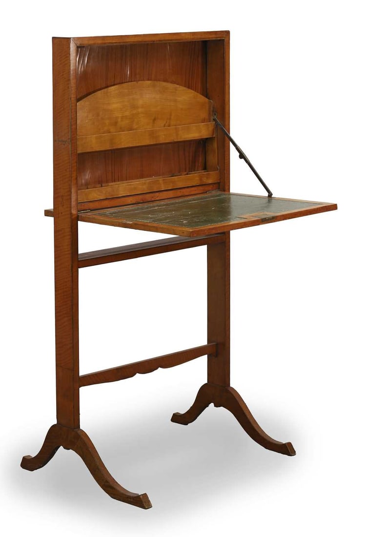 A satinwood secretaire folding desk, early 19th century, - 2