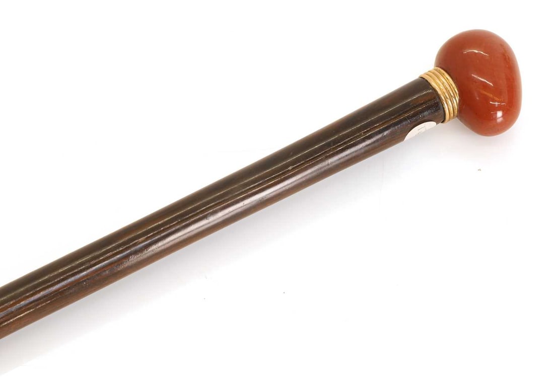 A French hardstone-mounted walking cane, circa 1900, - 2