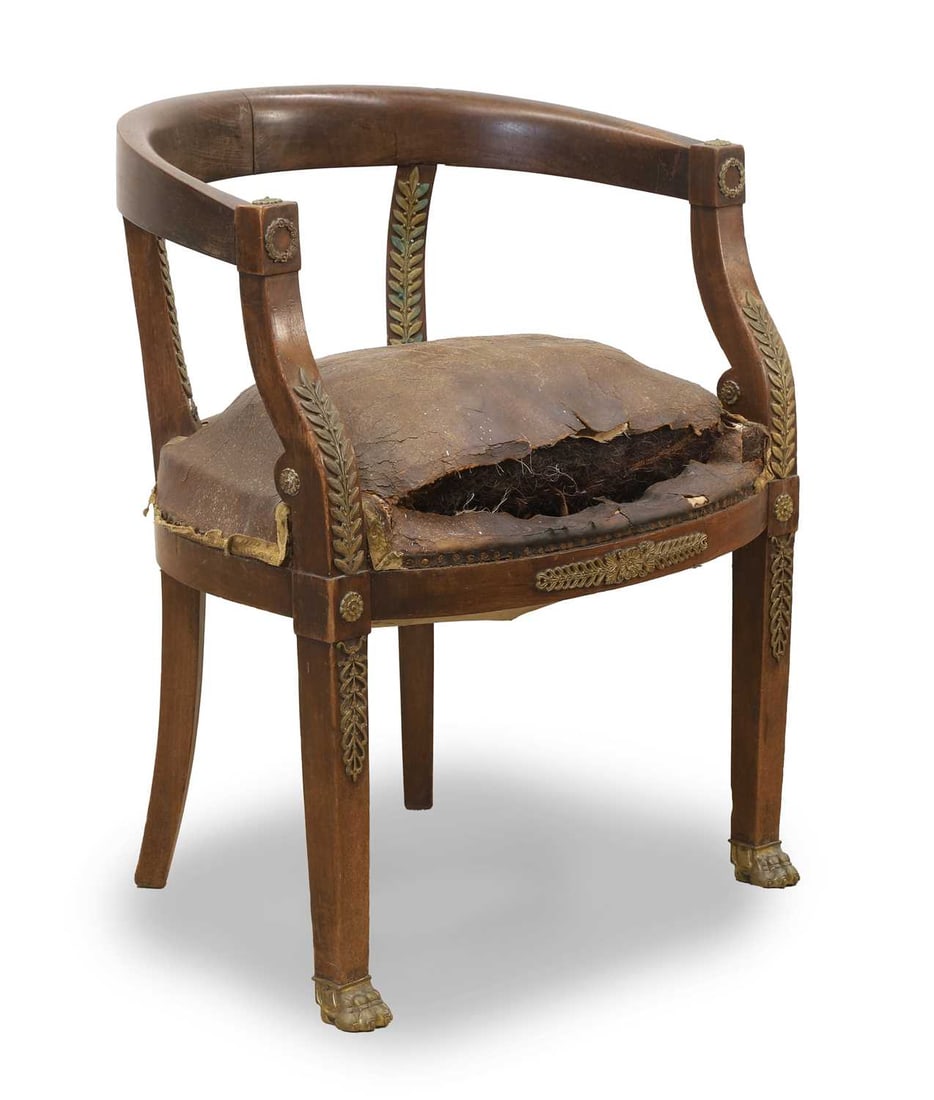 A French empire-style tub armchair, early 19th century, (1 of 2)