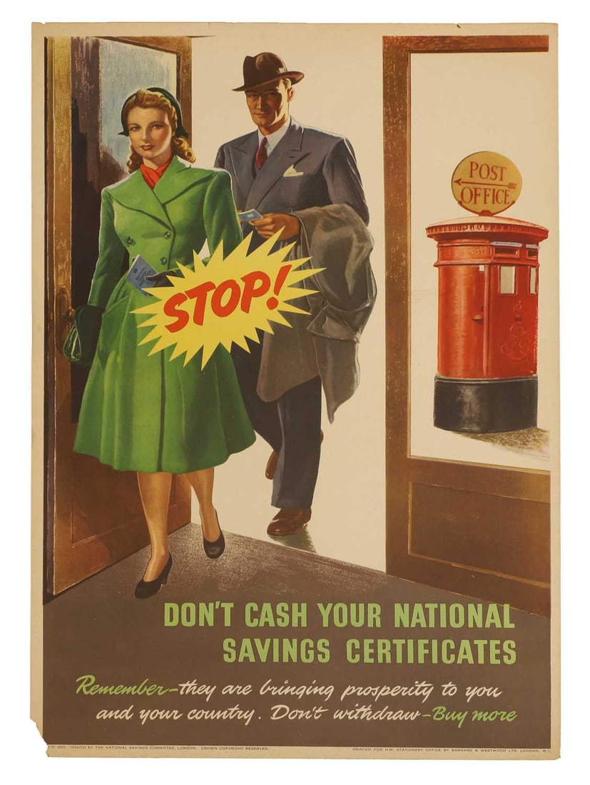 A WWII National Savings poster, 'Stop! - Don't Cash Your National Savings Certificates', (1 of 1)