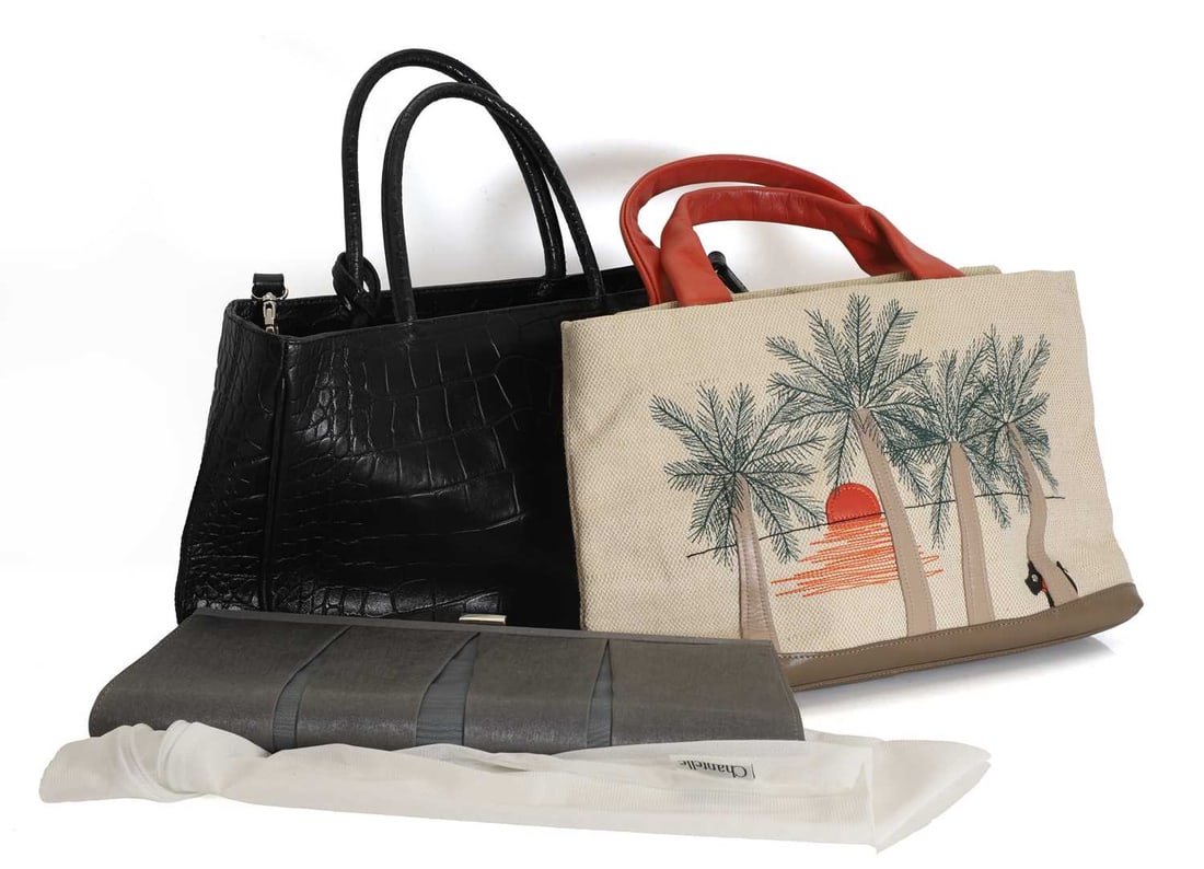 A Furla black leather crocodile embossed tote bag, of recent manufacture, - 2