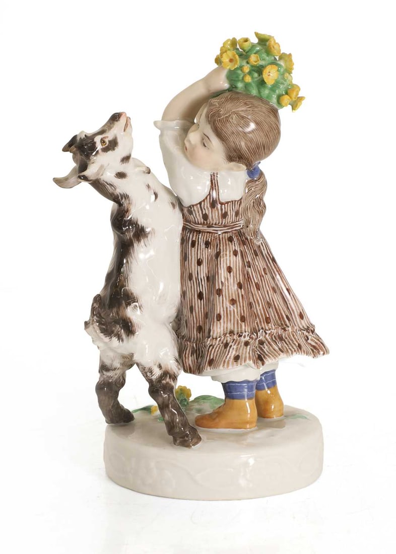 A Meissen figure 'Girl with Goat', circa 1905, - 2