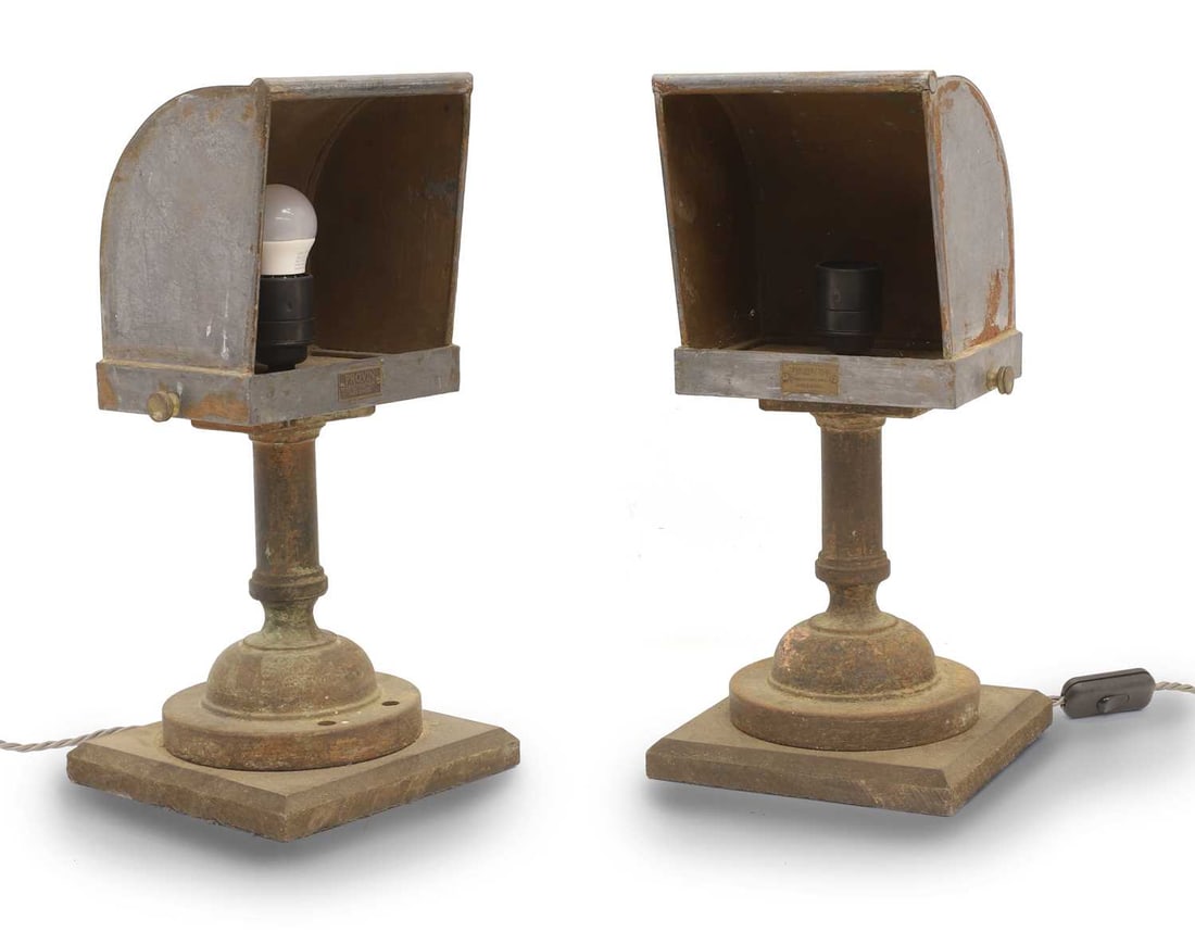 A pair of French Provin industrial lamps, early 20th century,