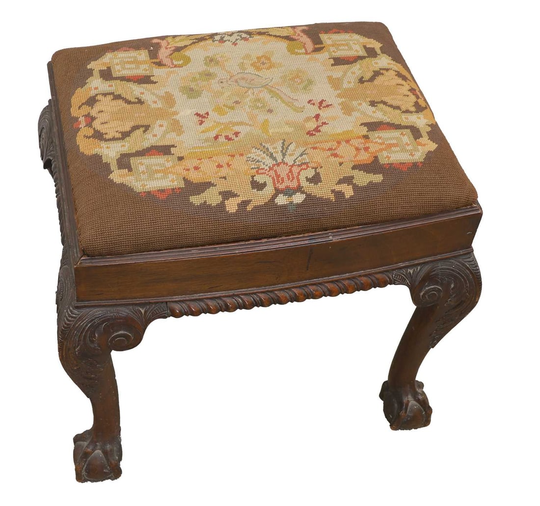 A George II style mahogany stool, 19th century, - 2