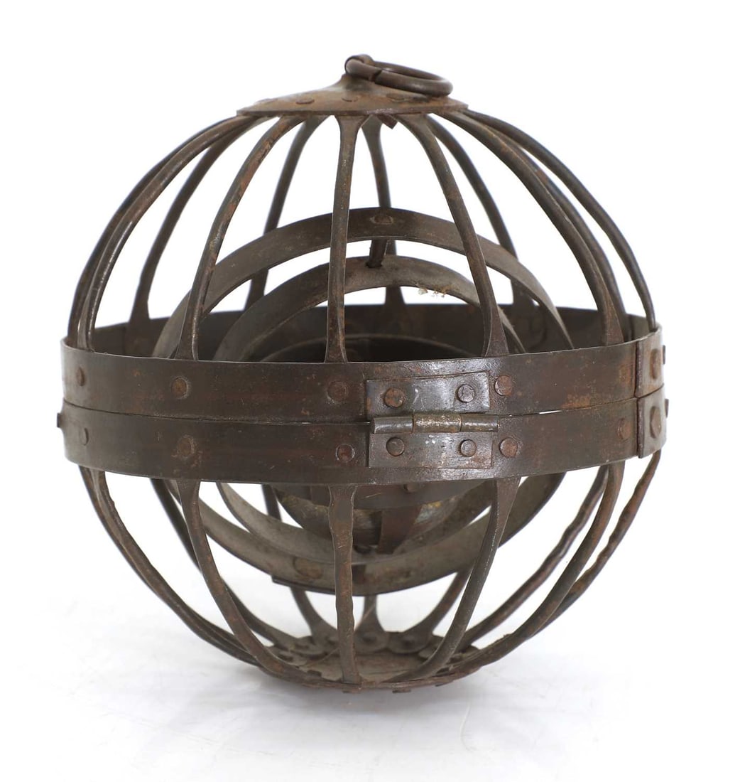 An antique gyroscopic iron ships lantern, early 19th century, (1 of 2)