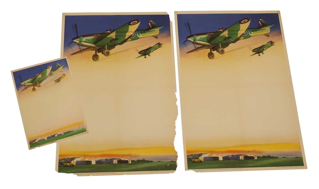 Three WWII National Savings posters, 'Two Spitfires Landing' (1 of 1)