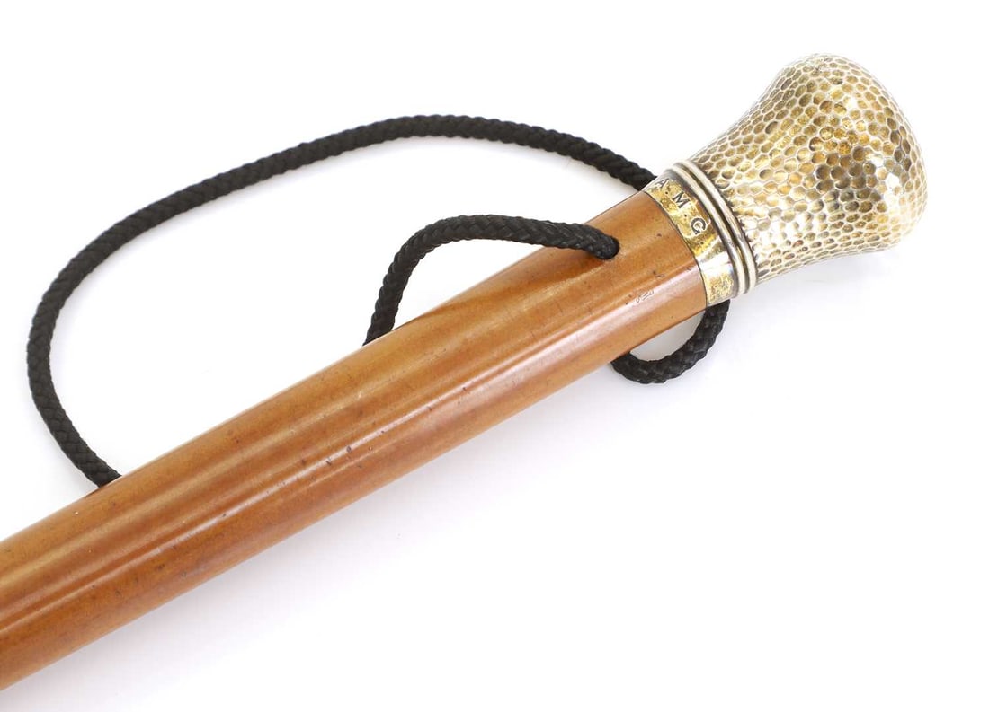A silver-gilt mounted walking cane, by Thomas Johnson, London, 1900, stamped Brigg, - 2
