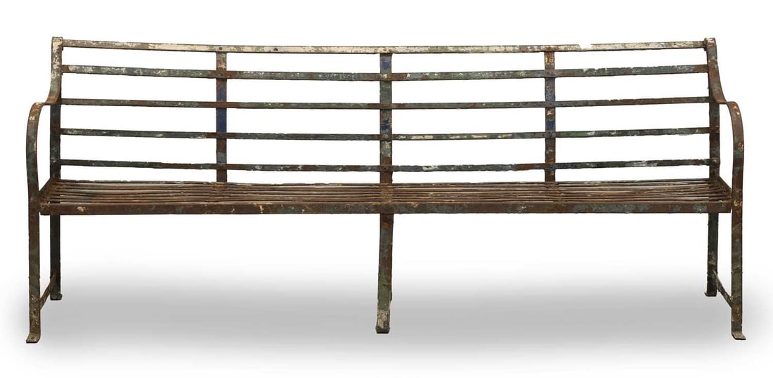 A Regency wrought iron garden bench, (1 of 2)