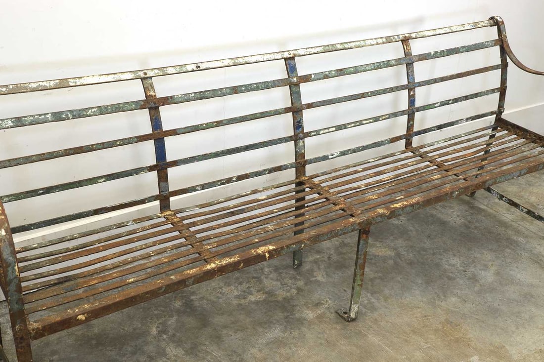 A Regency wrought iron garden bench, - 2