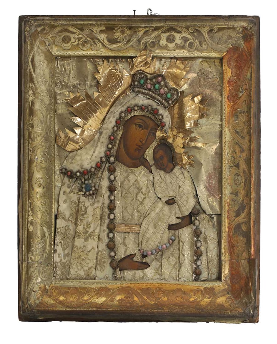 An Eastern Orthodox icon of The Mother of God and Christ child, 19th century and later, (1 of 2)