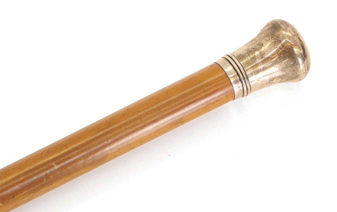 A silver-mounted walking cane, makers mark MJ, London, 1913, stamped Brigg, - 2