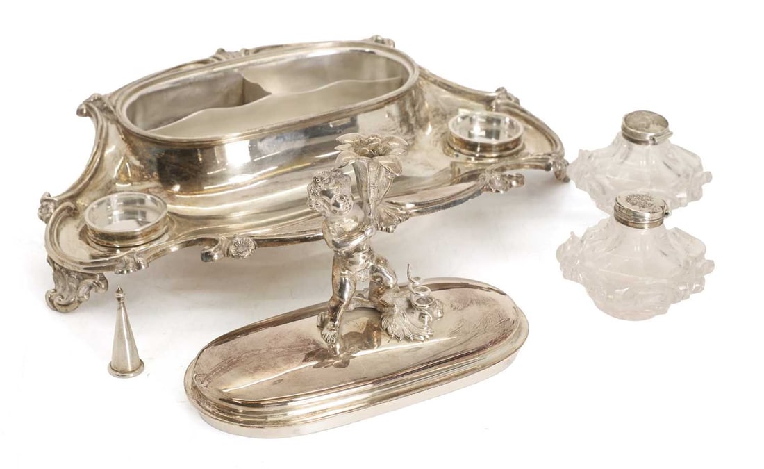 An Elkington & Co, silverplated ink stand, - 2