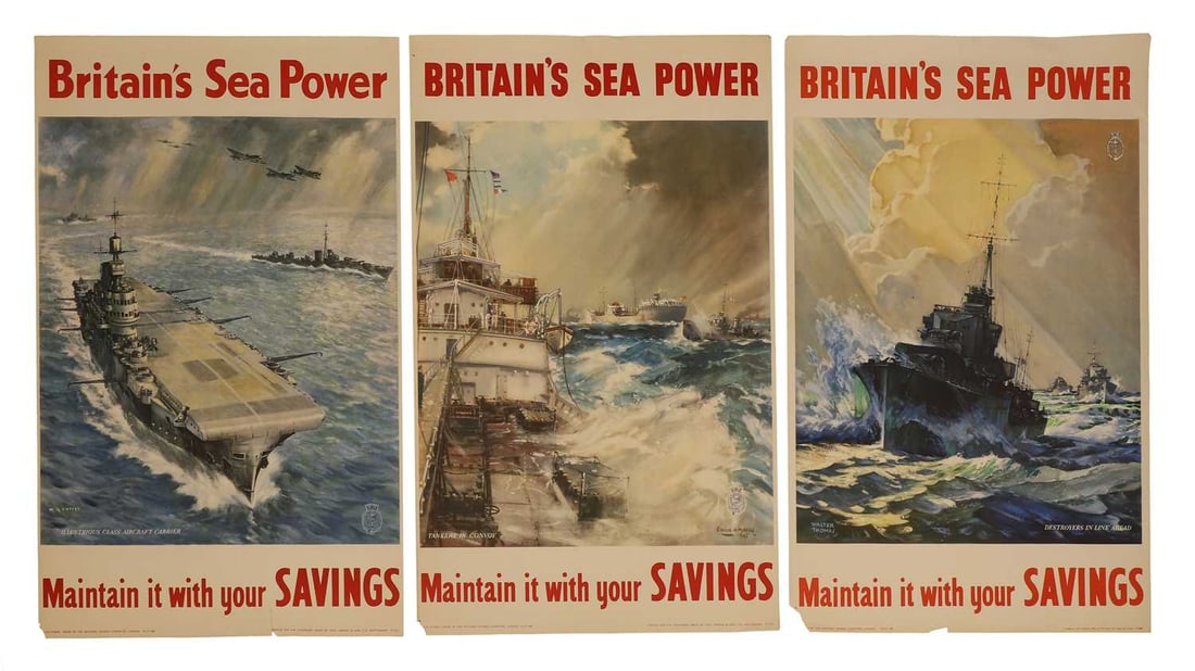 Three WWII National Savings posters, 'Britain's Sea Power', (1 of 1)