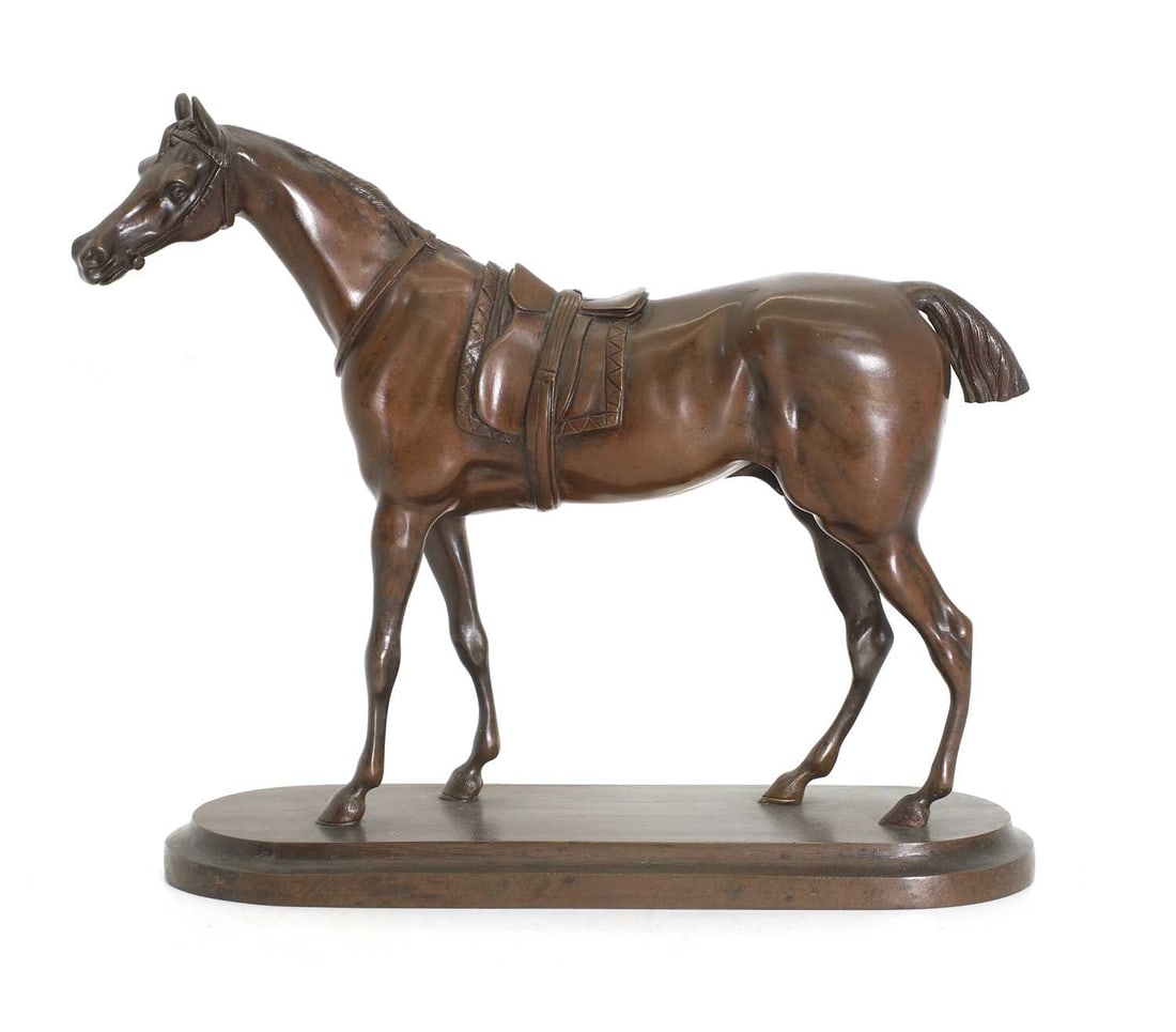 A bronze model of a saddled horse, 20th century, (1 of 2)