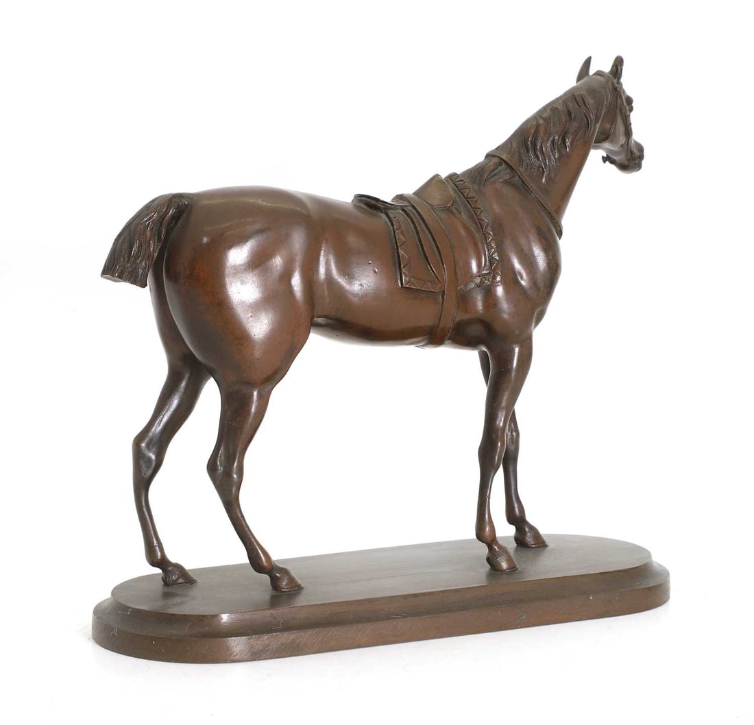 A bronze model of a saddled horse, 20th century, - 2