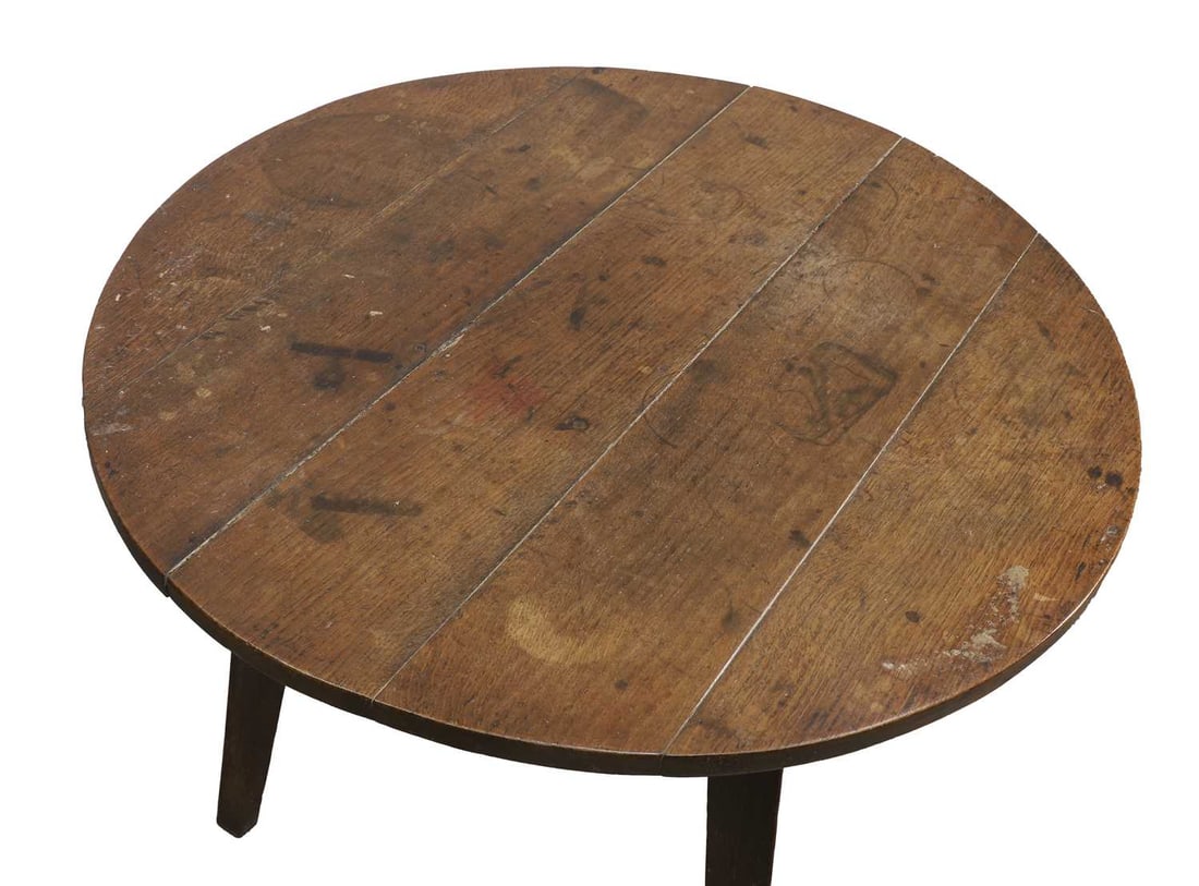 A George III oak cricket table, early 18th century, - 2