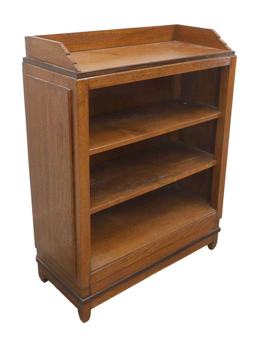 A Dutch Art Deco style teak and ebonised open bookcase, mid 20th century, - 2