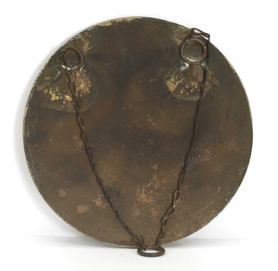 A WWII painted bronze circular plaque, circa 1940s, - 2