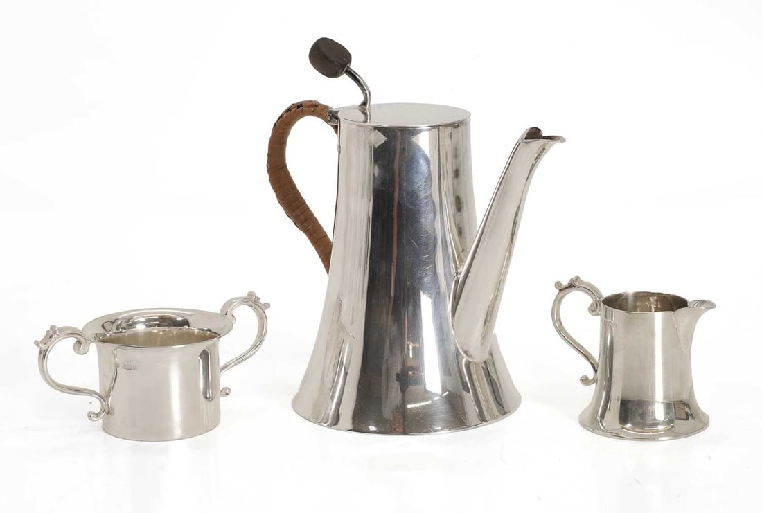 A three piece silver bachelors coffee service - 2