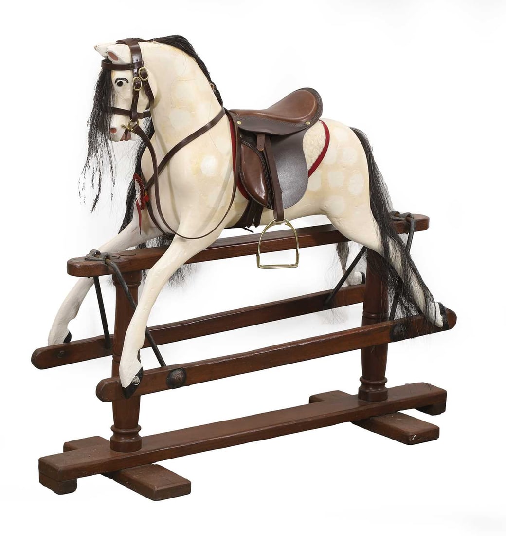 A dapple grey rocking horse Victorian, (1 of 2)