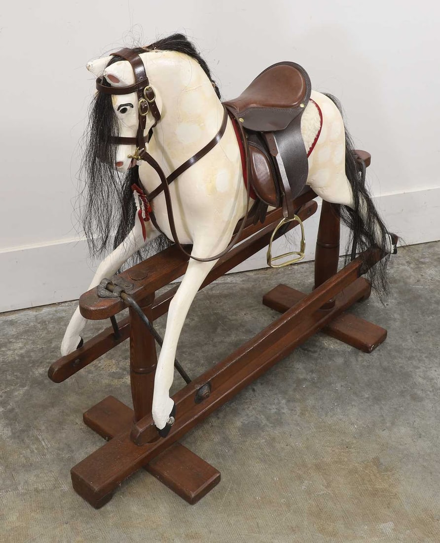 A dapple grey rocking horse Victorian, - 2