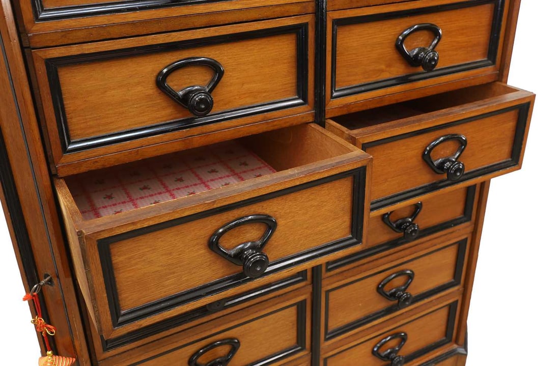 A Dutch walnut and ebonised collectors cabinet, 19th century, - 2