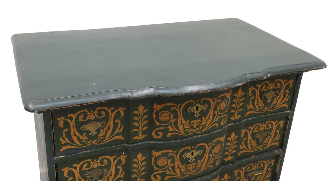 A Dutch green painted chest of drawers, 19th century, - 2