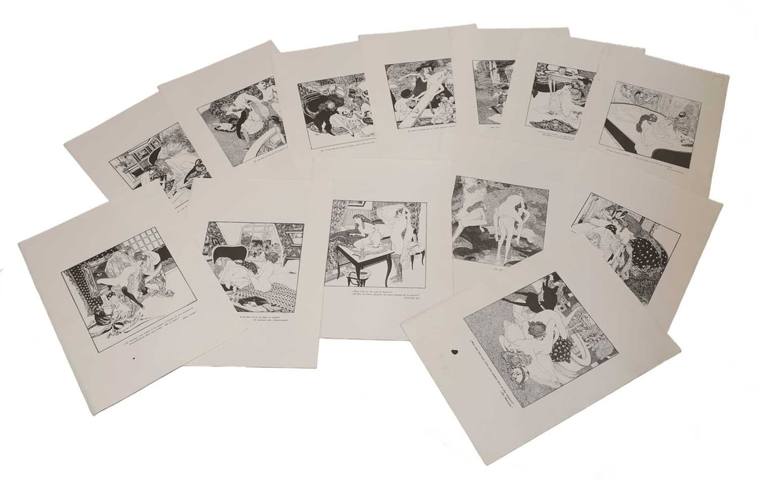 After Franz von Bayros (1866-1924): After Franz von Bayros (1866-1924) fifteen erotic prints, each titled 45.5cm x 32cm 15
