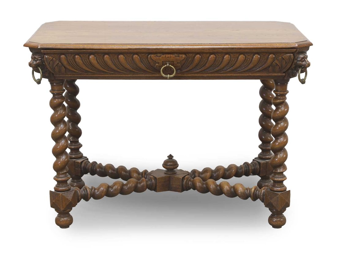 A carved oak side table, late 19th century, (1 of 1)