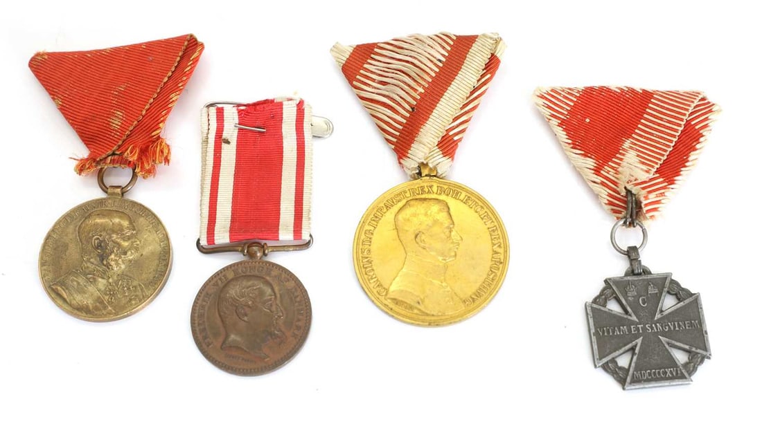 An Austrian gold grade Bravery Medal and a Merit Cross WWI era, (1 of 1)