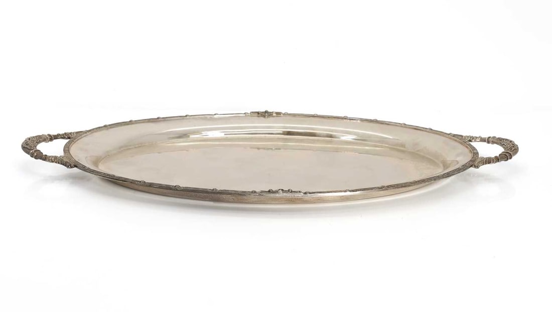 A Irish twin handled silver tray, 20th century (1 of 2)