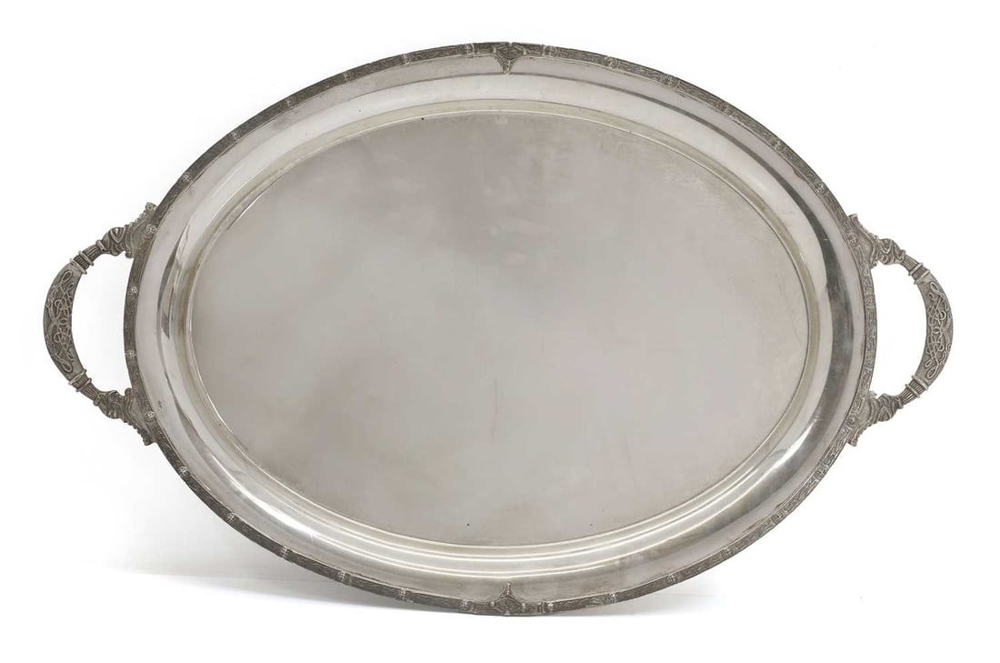 A Irish twin handled silver tray, 20th century - 2