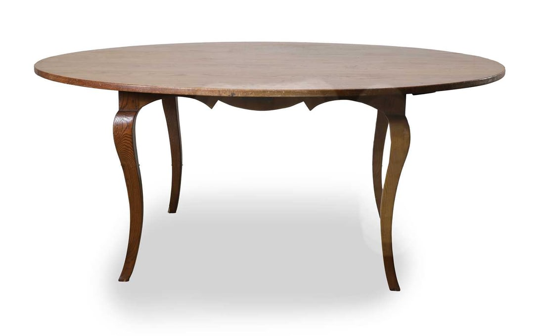 A French Farmhouse style oak round dining table, 19th century, (1 of 2)