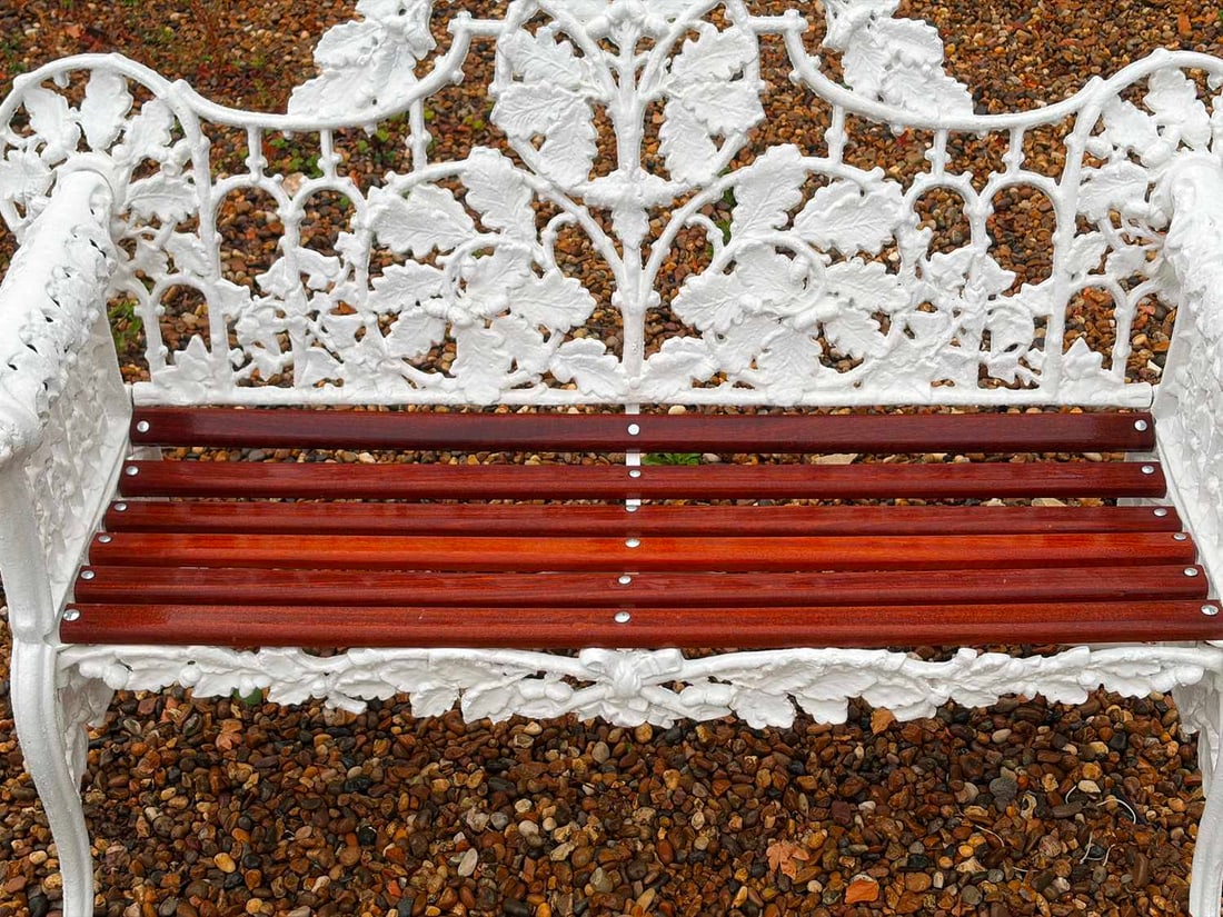 A cast iron garden bench, in the manner of Coalbrookdale, - 4