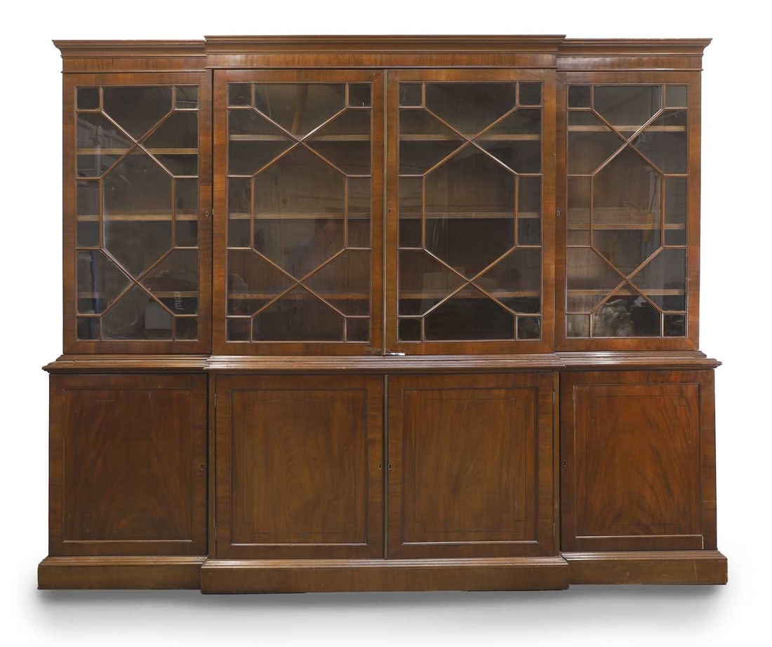 A mahogany breakfront bookcase, late 19th century / early 20th century, (1 of 1)