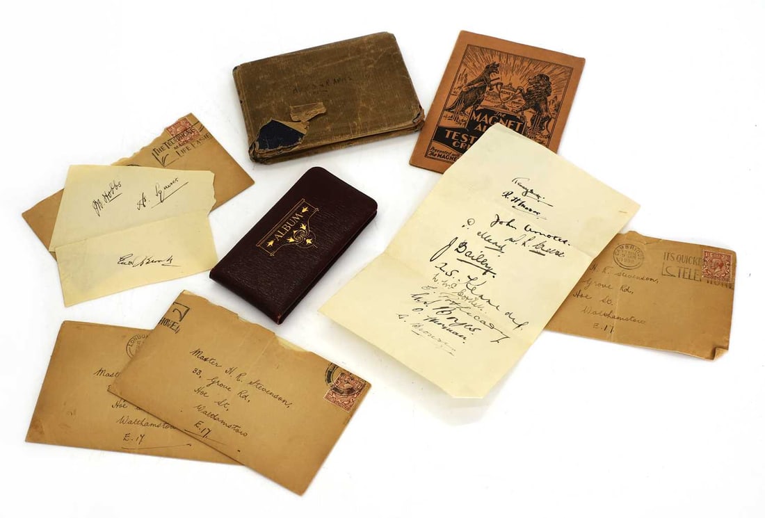A collection of cricketing and other autographs, circa 1930-1933,: A collection of cricketing and other autographs, circa 1930-1933, of county cricketers and international stars, England county players, to include Jack Hobbs, Lee, Lilley, Larwood, signatures from the