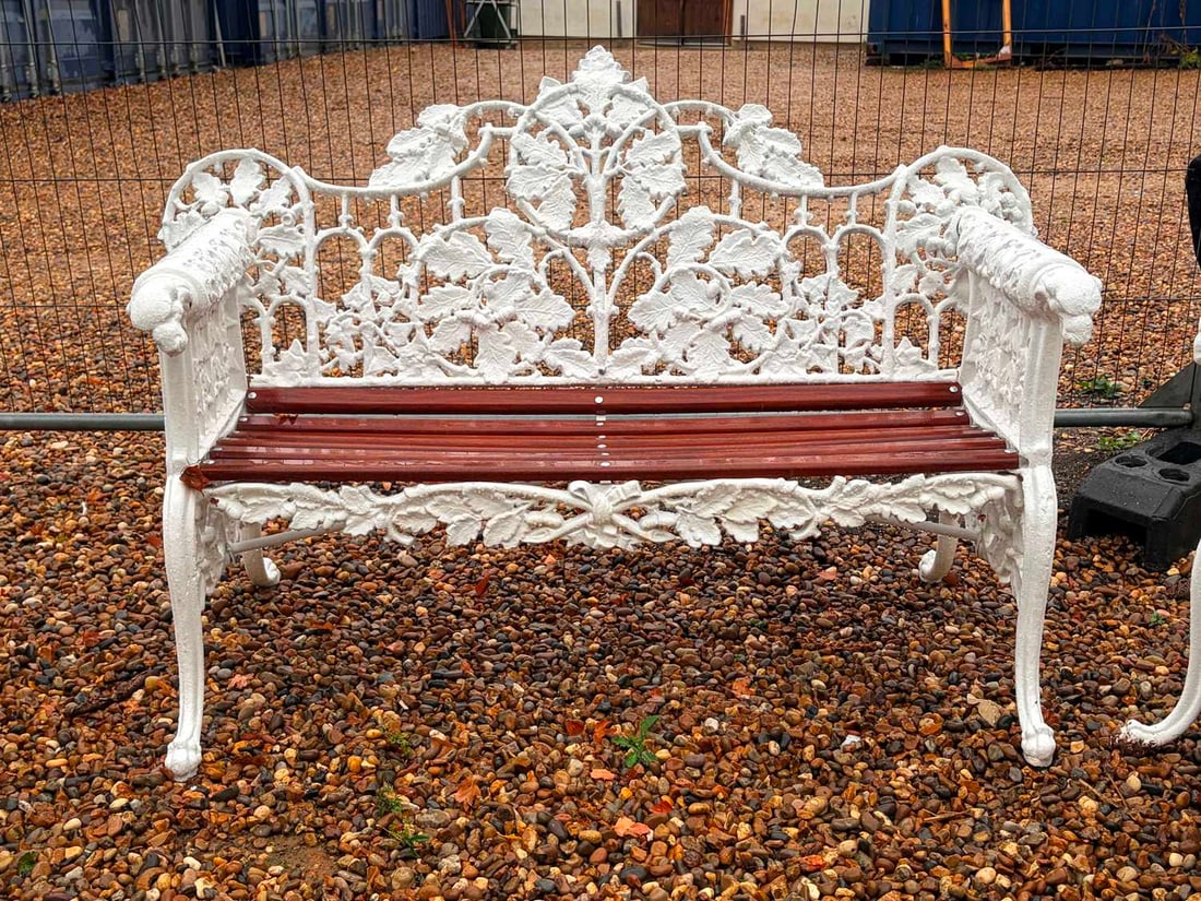 A cast iron garden bench, in the manner of Coalbrookdale,