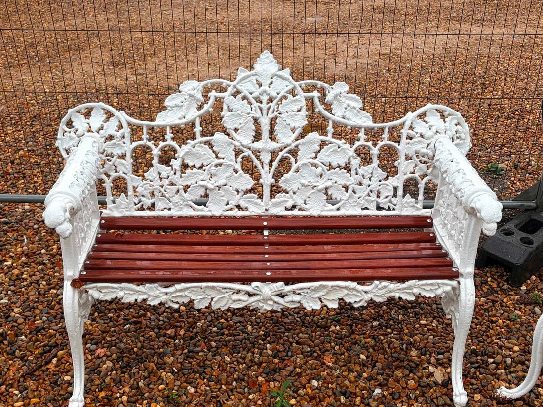 A cast iron garden bench, in the manner of Coalbrookdale, - 2