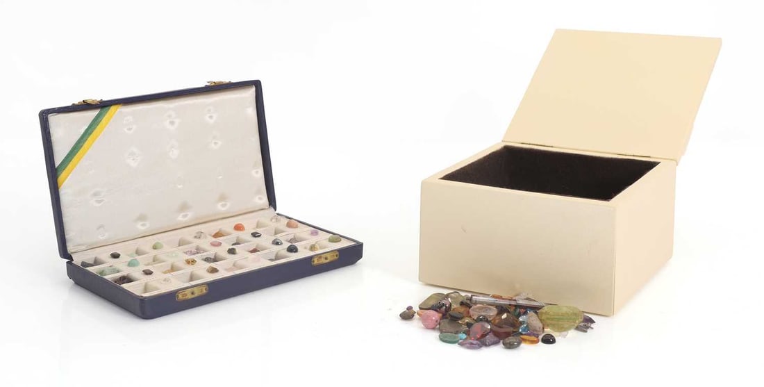 A specimen box of semi precious stones, (1 of 9)