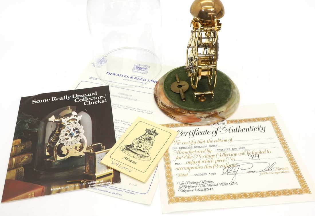 A Thwaites & Reed Athenase skeleton clock, - 2