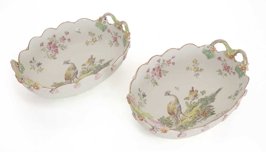 A pair of Derby porcelain baskets, circa 1765, - 2